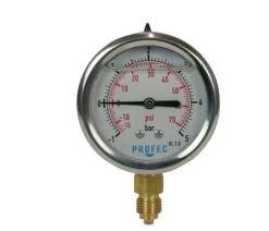 Mega RVS Manometer 63 Mm, Glycerine Gevuld